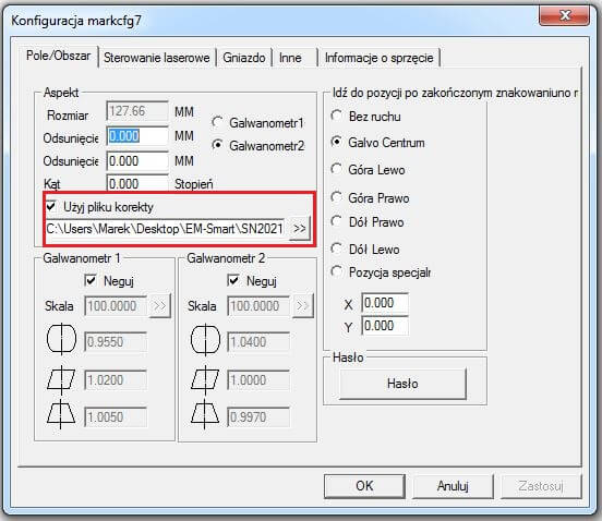 W programie EZCAD świeci się kontrolka "Ready" pliki