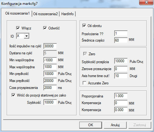 Okno programu EZCAD w celu konfiguracji lasera